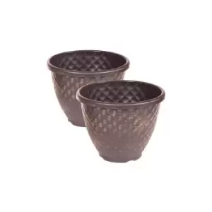 Image of Pair of 11 (28cm) Pinecone design Planters