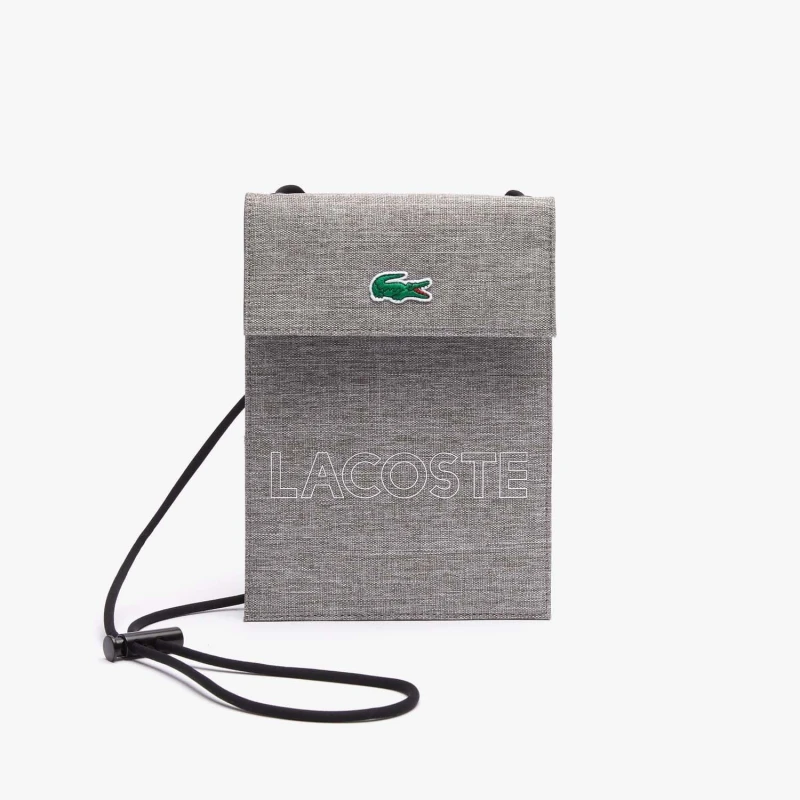 Image of Lacoste Neocroc Canvas Smartphone Neck Pouch - Grey Grey One Size