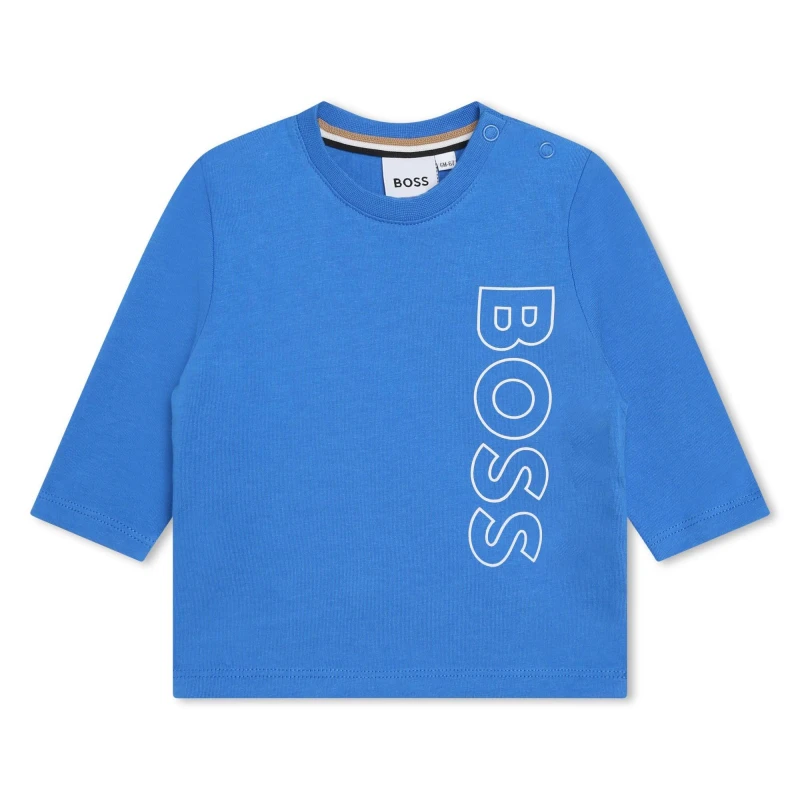 Image of Boss Long-Sleeve Logo T-Shirt Infants - Blue Blue 9 - 12 Months
