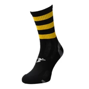Image of Precision Pro Hooped GAA Mid Socks Junior Black/Amber UK Size J8-J11