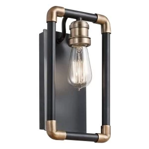 Image of 1 Light Indoor Wall Light Black, Natural Brass, E27