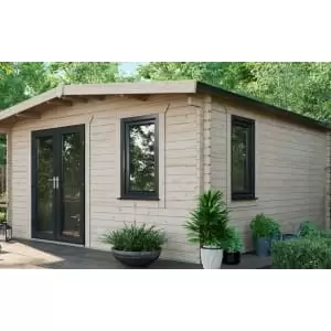 Image of Power Sheds 16 x 14ft Left Hand Door Apex Chalet Log Cabin