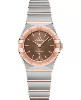 Image of Omega Constellation Manhattan Quartz 25mm Brown Dial Rose Gold and Stainless Steel Womens Watch 131.20.25.60.13.001 131.20.25.60.13.001