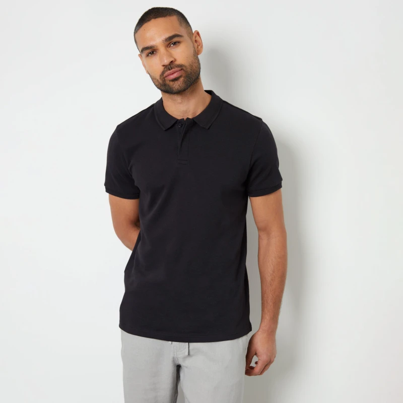 Image of Threadbare 'Chetta' Cotton Polo Shirt Black