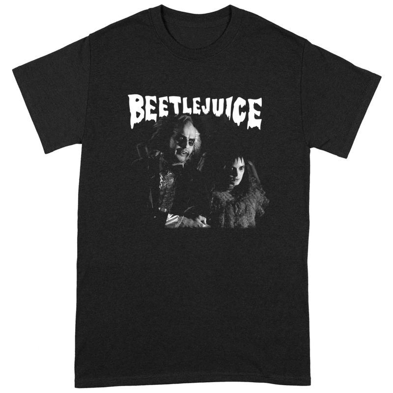 Image of Beetlejuice Beetlejuice Men Monochrome T-Shirt in Black Size: Small Black S Male 5059958514645