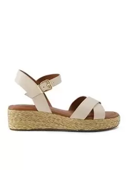 Image of Dune London Linnie Wide Fit Cross Strap Flatform Sandal - Ecru Leather, Beige, Size 8, Women