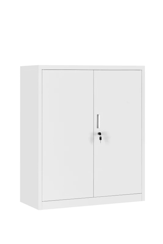 Image of Moderna Grey Metal Storage Cabinet, 2 Door Locking Steel Filing for Office or Garage Grey Unisex