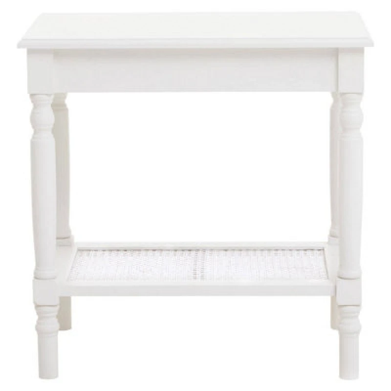 Image of Orsina Ivory Side Table, Night Stand End Table With Bottom Shelf, Bedside Night Table For Home