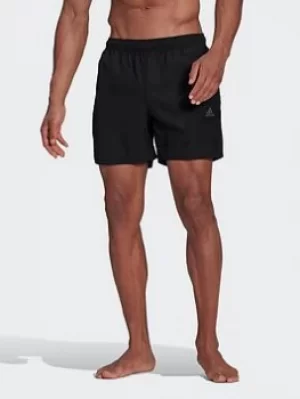 Image of adidas Short-length Colorblock 3-stripes Swim Shorts, Black/Grey, Size S, Men