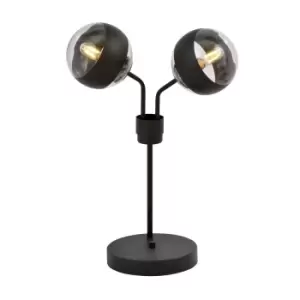 Image of Nova Black Globe Table Lamp with Clear,Black Glass Shades, 2x E14