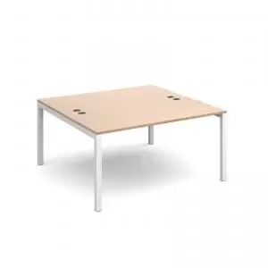 Image of Connex back to back desks 1400mm x 1600mm - white frame and beech top