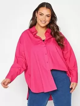 Image of Yours Oversized Poplin Shirt Pink, Size 26-28, Women