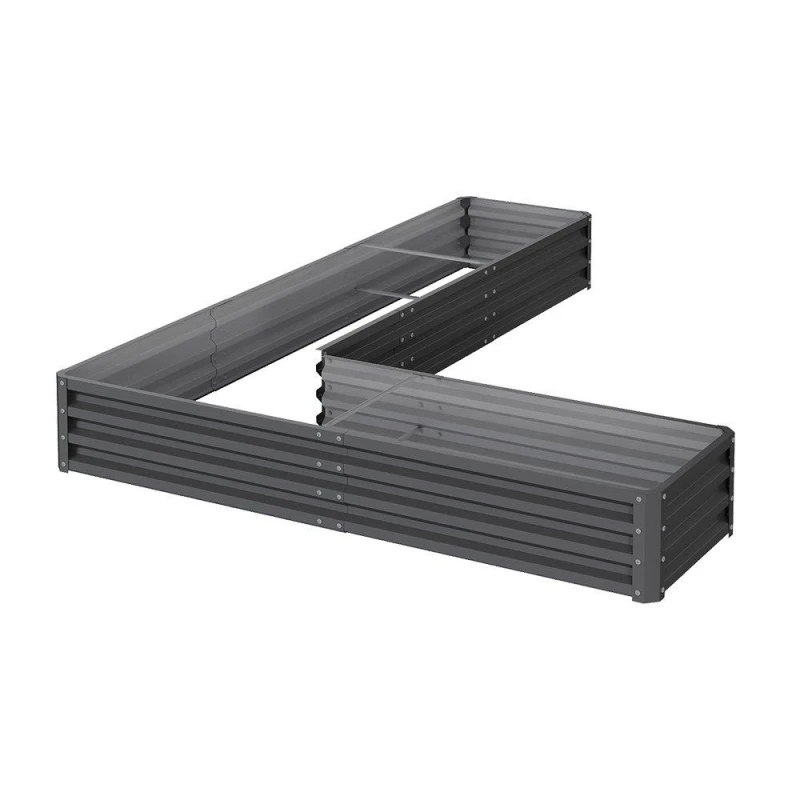 Image of Breeins Grey L-Shaped Galvanized Steel Raised Garden Bed Grey unisex One size