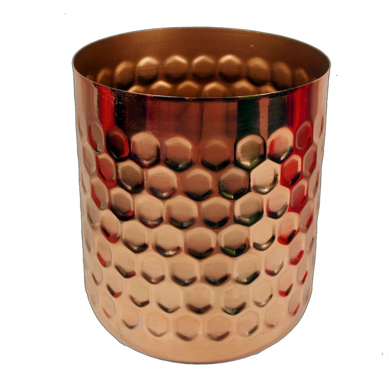Image of Leaf Honeycomb Metal Planter - Copper - 18cm x 15.5cm