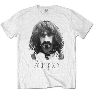 Image of Frank Zappa - Thin Logo Portrait Unisex Medium T-Shirt - White
