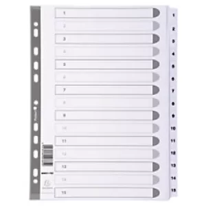 Image of Exacompta Indices Dividers A4, 15 Part, 1-15, White, Pack of 20