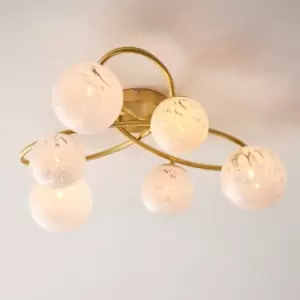 Image of Edit Matilda 6 Light Semi-Flush Ceiling Light - Satin Brass