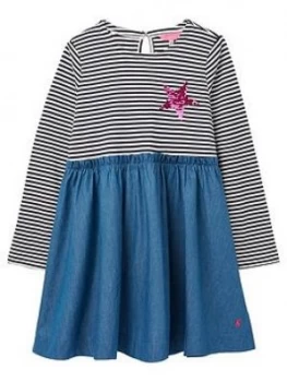 Image of Joules Girls Hampton Stripe Dress - Blue