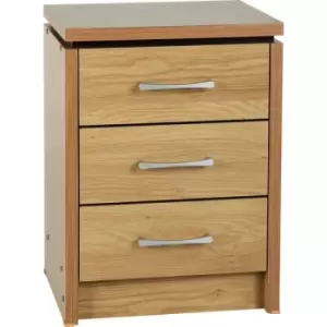 Image of Seconique Charles 3 Drawer Bedside Oak with Walnut Trim