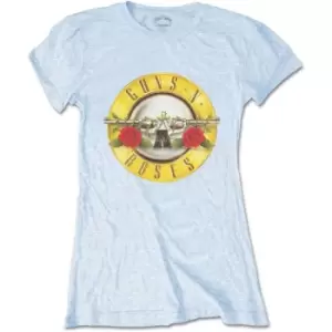 Image of Guns N' Roses - Classic Bullet Logo Ladies Medium T-Shirt - Blue