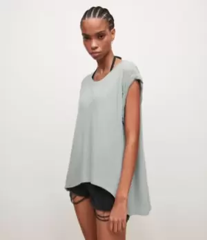 Image of AllSaints Womens Sanza Linen Blend Tank, Dusk Blue, Size: M