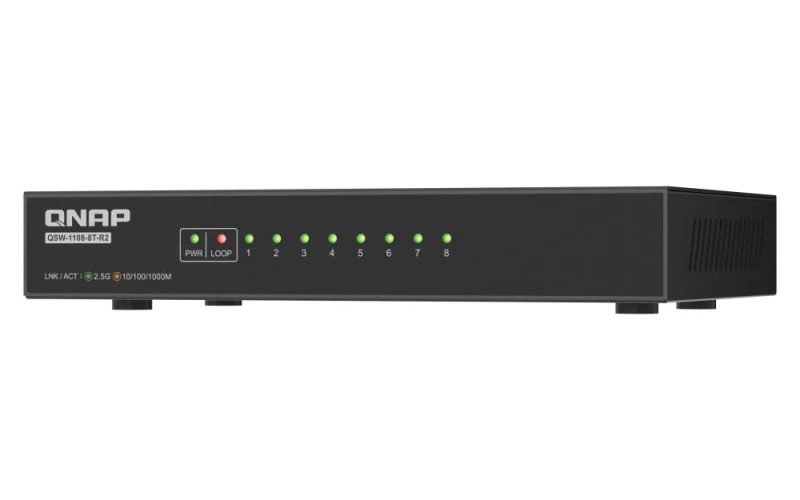 Image of QNAP QNAP QSW-1108-8T-R2 network switch Unmanaged 2.5G Ethernet (100/1000/2500) Desktop Black QSW-1108-8T-R2