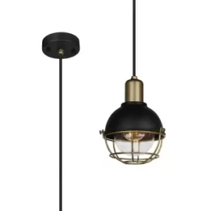 Image of Pavilion Ceiling Pendant, E27, IP65, Sand Black, Antique Brass