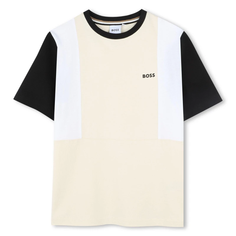 Image of Boss Block Logo T-Shirt Junior - Cream Cream 3 - 4 Years