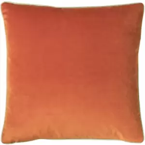 Image of Furn Cohen Faux Velvet Piped Edge Cushion Cover, Tangerine, 50 x 50 Cm