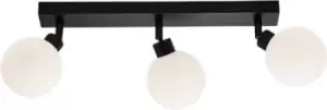 Image of KnightsBridge 230V IP44 G9 Triple Bar Spotlight with Round Frosted Glass - Matt Black