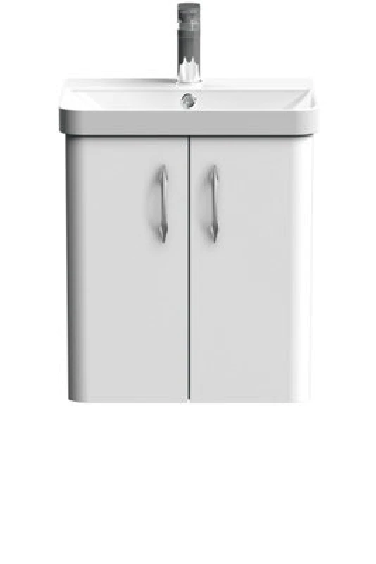 Image of Balterley Wall Hung 2 Door Vanity Basin Unit Gloss White D Shape Handles 500mm White