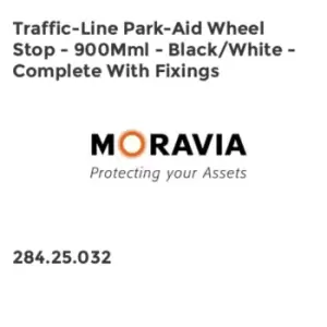 Image of Moravia Traffic-line Park-aid Wheel Stop - 900mmL - Black/White - Complete with