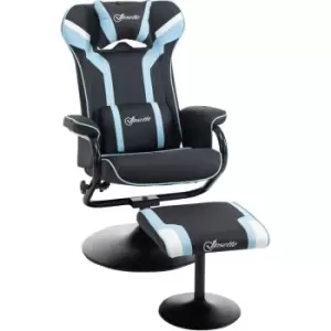 Image of Vinsetto Video Game Chair and Footrest Set with Lumbar Support Headrest Blue - Blue
