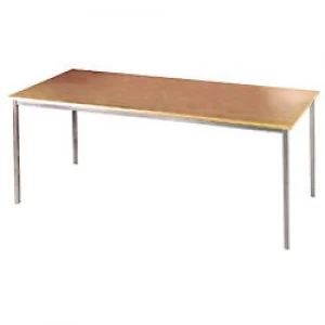 Image of Dams International Straight Table with Beech Coloured MFC & Steel Top and Silver Frame Flexi 1400 x 800 x 720mm