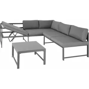 Image of Tectake - Garden corner sofa set Faro 2 sofas, 1 table - outdoor sofa, garden sofa set, patio set - glass top - grey