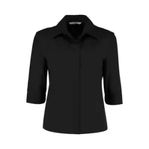 Image of Kustom Kit Ladies Continental 3/4 Length Sleeve Blouse (10 UK) (Black)