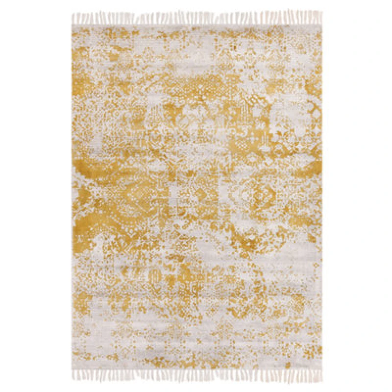 Image of Beliani Rug Boyali Mustard 140 X 200 Cm Viscose