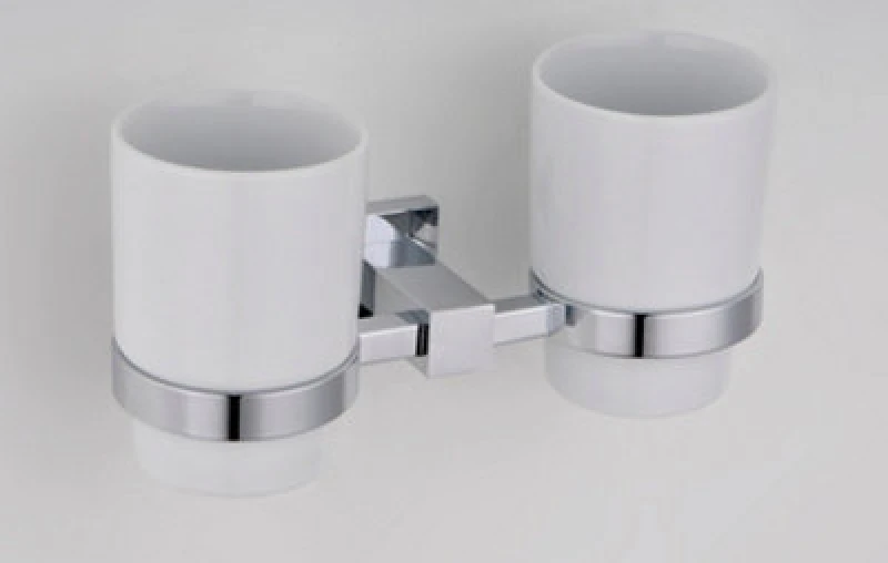 Image of Nes Home Double Square Glass Tumbler Chrome