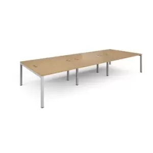Image of Bench Desk 6 Person Rectangular Desks 4200mm Oak Tops With White Frames 1600mm Depth Connex