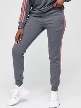 Image of adidas Essentials 3 Stripes Cuffed Pants - Dark Grey Heather, Size XS, Women