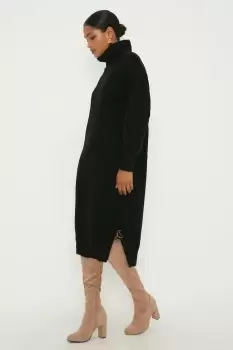 Image of Chunky Roll Neck Knitted Midi Dress