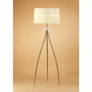 Image of Floor lamp Loewe 3 Bulbs E27, antique brass with Cream shade