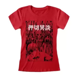 Image of Junji-Ito Womens/Ladies Drips Fitted T-Shirt (XXL) (Red)