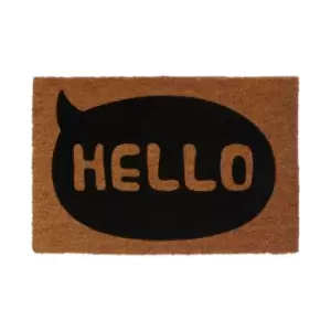 Image of Premier Housewares Natrual and Black Coir Doormat - Hello