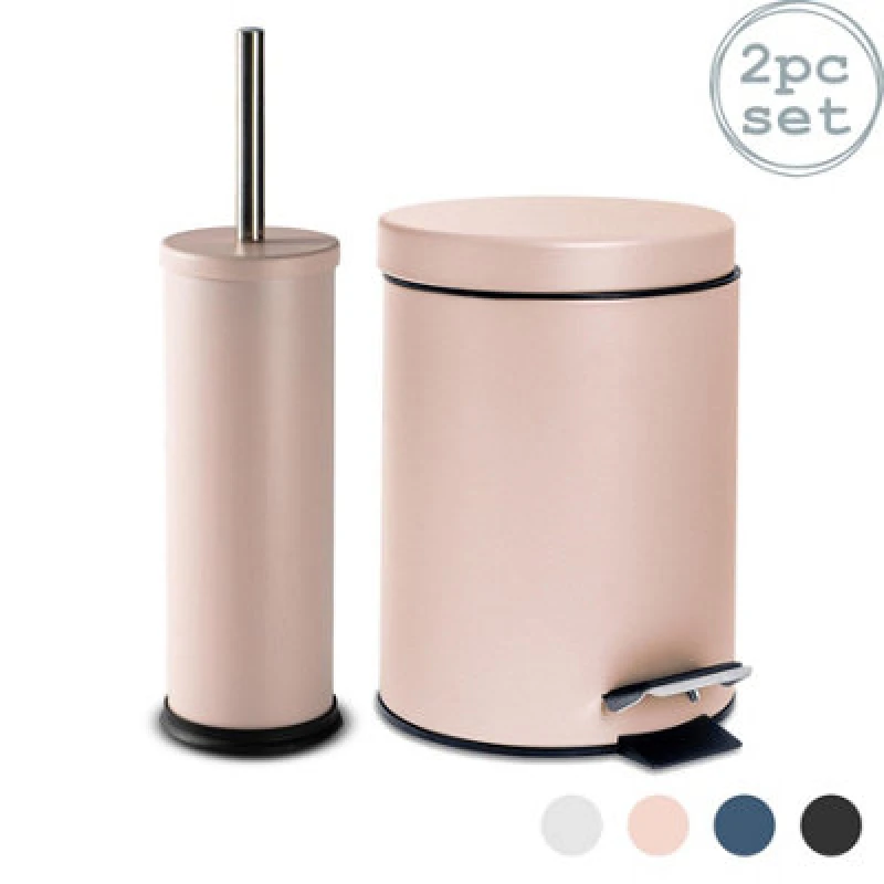 Image of Harbour Housewares Round Bathroom Pedal Bin - 3 Litre - Matt Pink