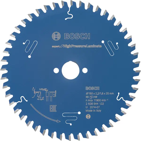 Image of Bosch Expert High Pressure Laminate Cutting Saw Blade 2608644132 Diameter: 160mm