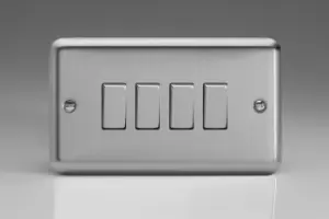 Image of Varilight Classic 4 Gang Rocker Switch with Decorative Insert (Quad XS9D) - Matt Chrome - XS9D