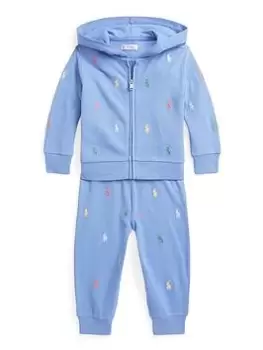 Image of Ralph Lauren Baby Boy Hoodie And Jogger Set - Blue Size 3 Months