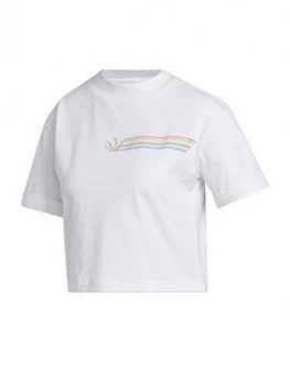 Image of Adidas Pride Linear Crop T-Shirt - White