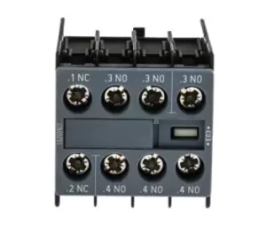 Image of Siemens Sirius Innovation Auxiliary Contact - 1NC + 3NO, 4 Contact, Snap-On, 6 A ac, 10 A dc